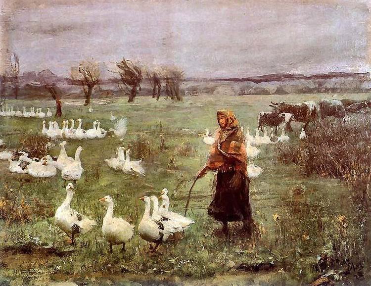 Teodor Axentowicz The Goose Girl. Sweden oil painting art